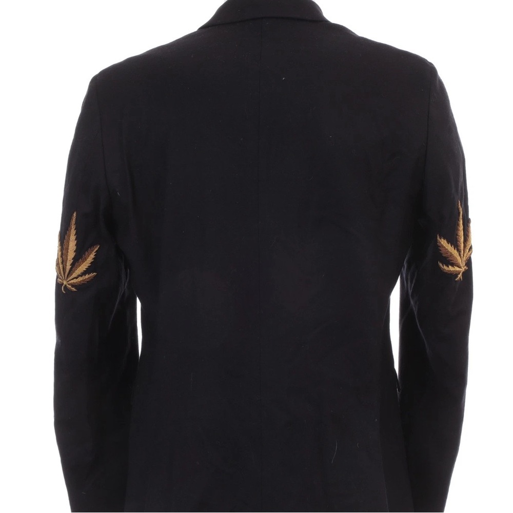 Palm Angels navy double brested Blazer with weed butttons cannabis beaded